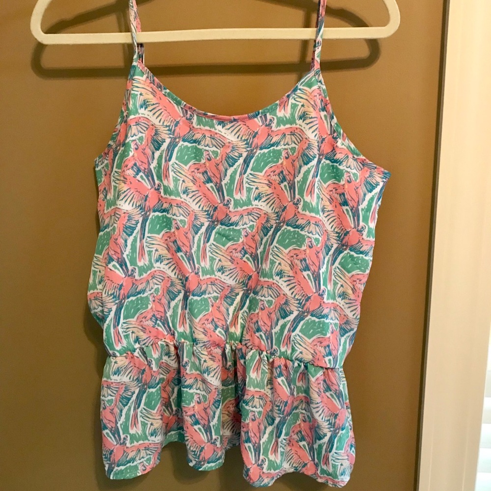 Lauren James Peplum Tank in Parrot Pattern